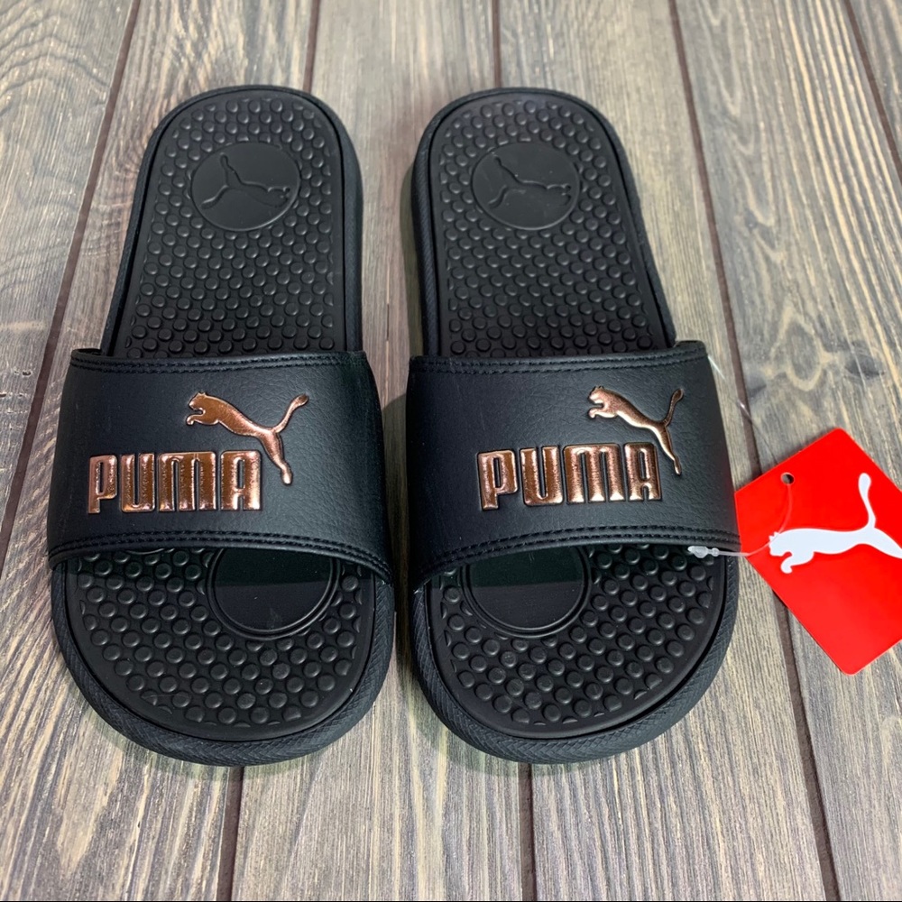 Puma Slides Black Rose Good 6 NEW